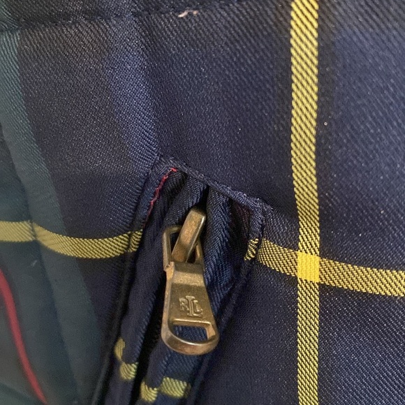 Ralph Lauren vintage Y2K leather piping Blue and Green Quilted Vest - Picture 8 of 13